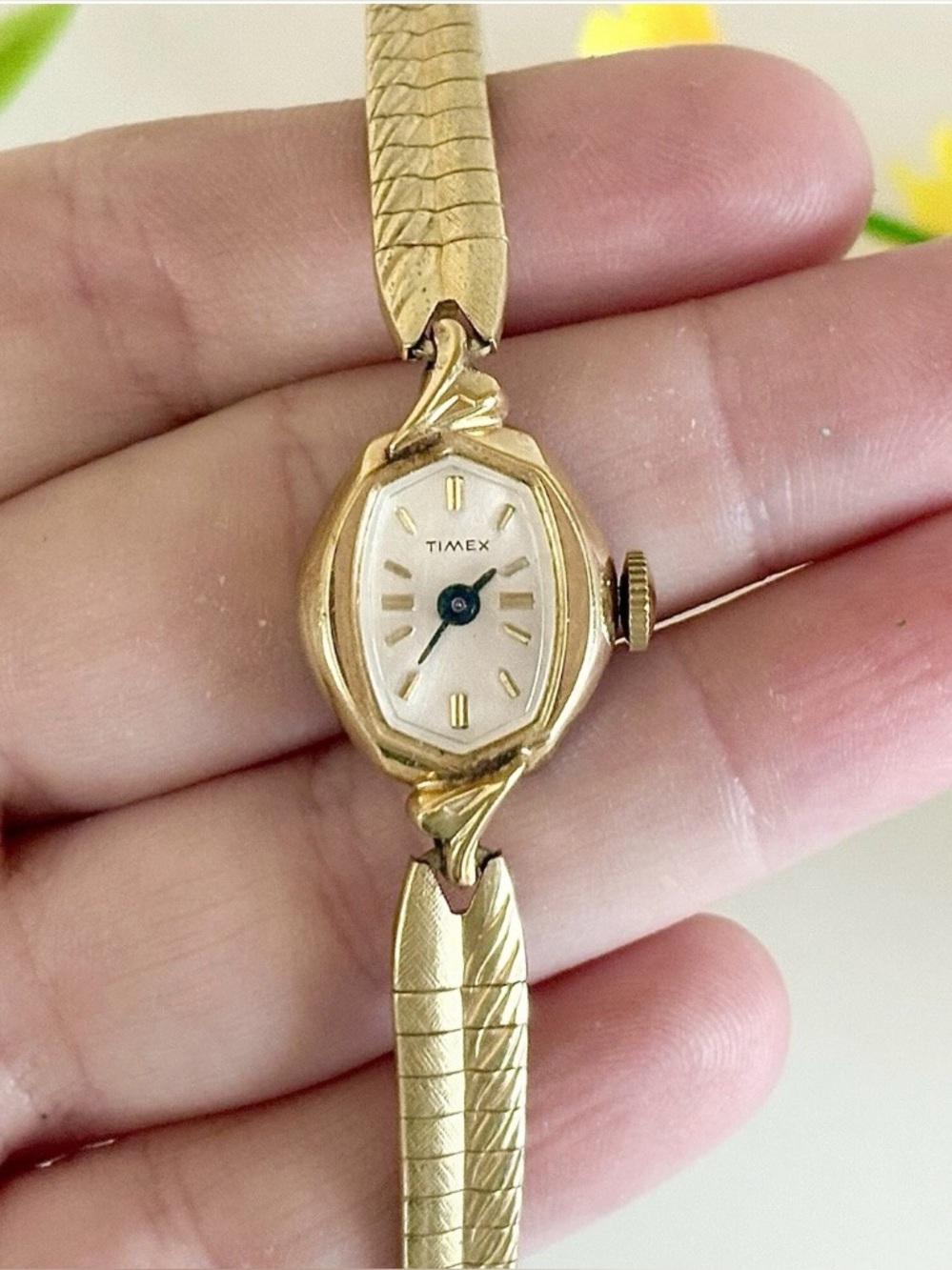 RARE Vintage TIMEX Mechanical Ladies Manual Gold-Plated Cocktail Watch WORKING!!